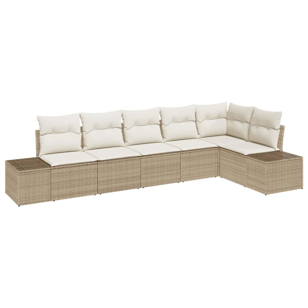 Garten-Sofa-Set mit Kissen mit Speicher 6 pcs Beige und Creme